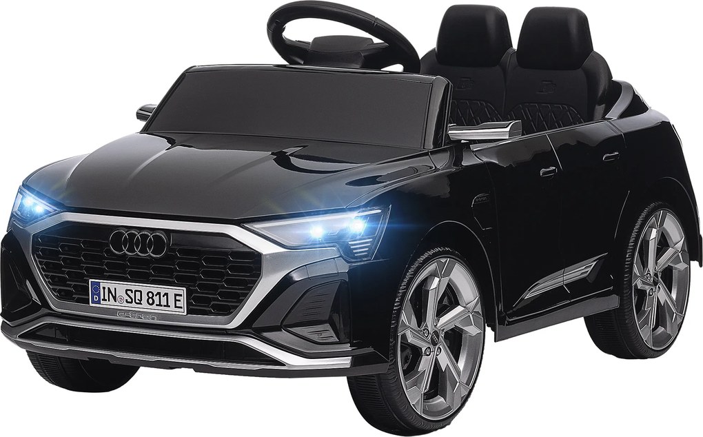 AIYAPLAY Elektryczny samochód dziecięcy, 12V Audi Q8, 3-5 km/h, pilot, reflektory, muzyka, Czarny