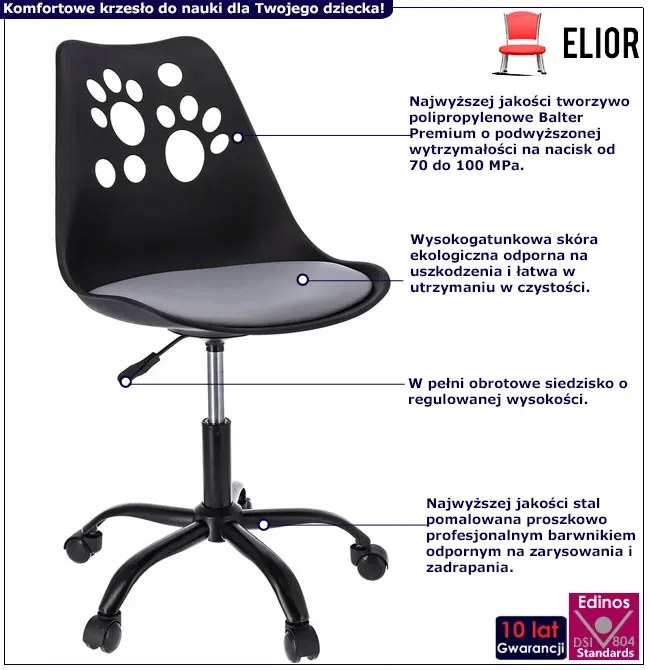 Czarno-szary fotel obrotowy skandynawski D5-Z20