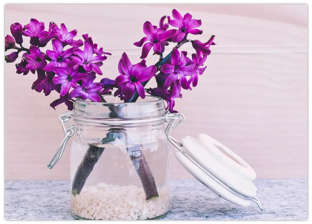 Obraz na szkle - fioletowe kwiaty (70x50 cm)