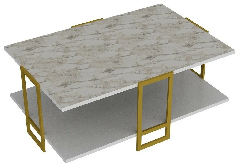 Stolik konferencyjny Polka White and Gold