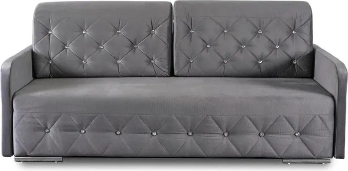 Sofa Rozkładana z Funkcją Spania VIVO Dwuosobowa Szara Glamour do Salonu