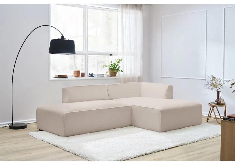 Beżowy narożnik modułowy z materiału bouclé (prawostronny/w kształcie litery L) Megeve – Bobochic Paris