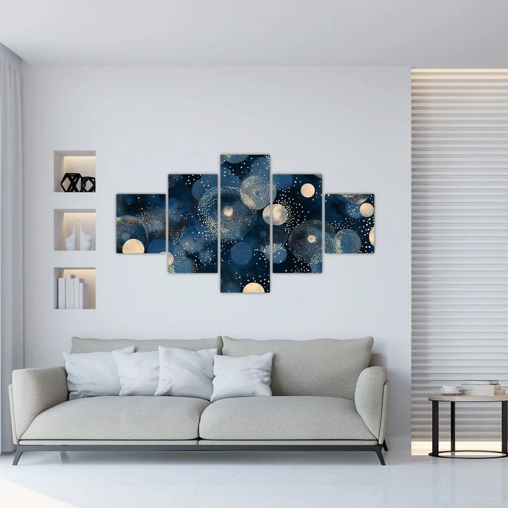 Obraz - Niebiesko-złote pierścienie (125x70 cm)
