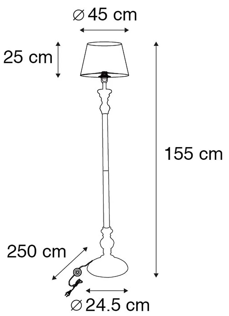 Inteligentna lampa podłogowa czarna zkloszem czarnym ze złotem 45 cm wtym Wi-Fi A60 - Classico klasyczny/Antyczny Oswietlenie wewnetrzne