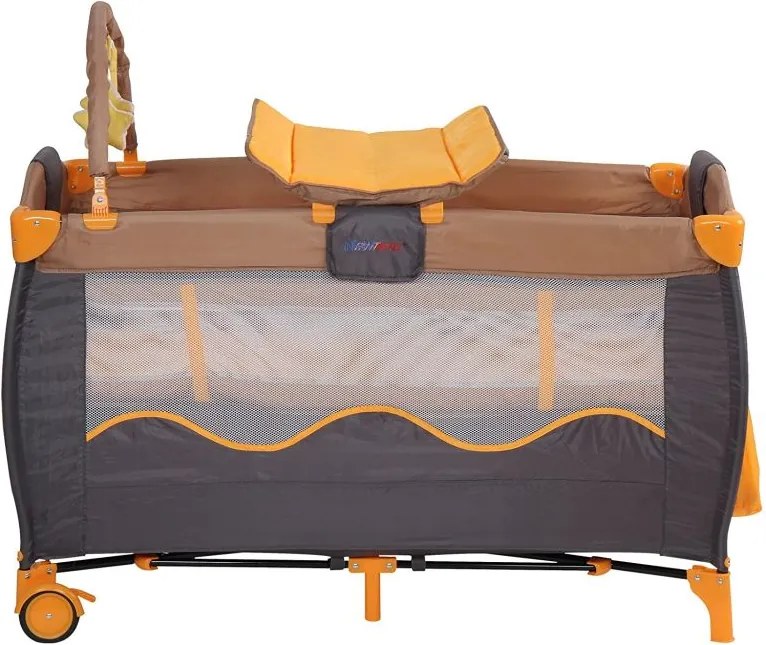 Łóżeczko turystyczne podróżne pomarańczowo-szare