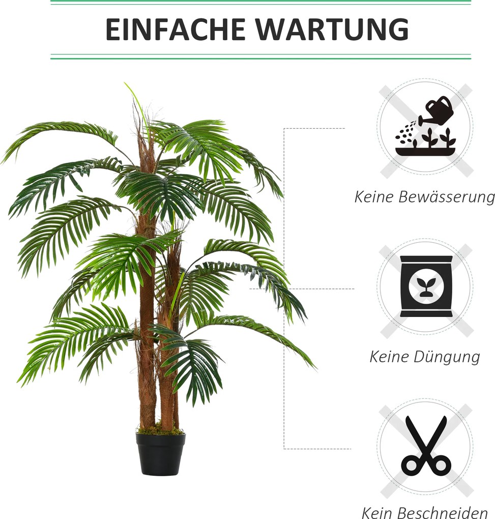 HOMCOM Sztuczna Palma 120cm Roślina Dekoracyjna do Domu i Biura z Doniczką | Aosom PL