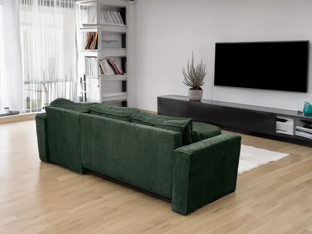 Rozkładana narożna sofa SMART COSARO ciemnozielona, dwustronna + 2 poduszki GRATIS