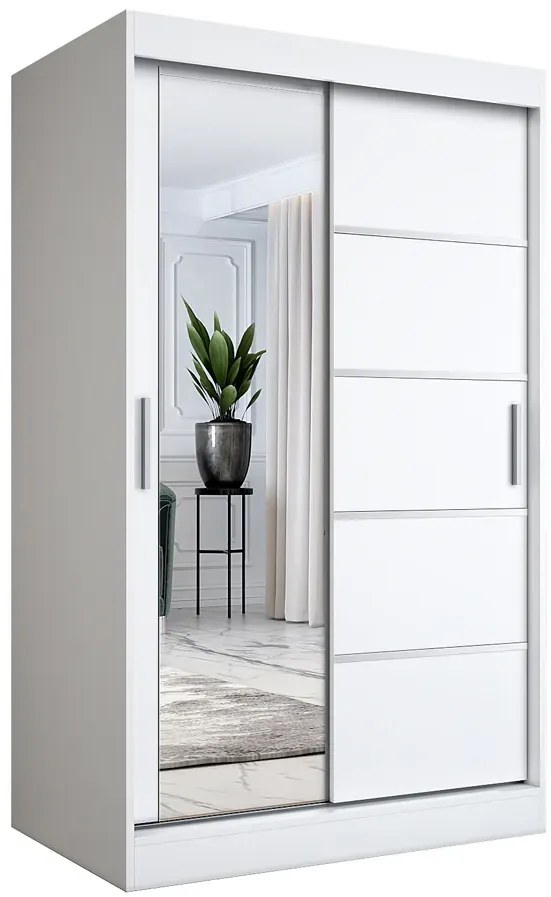 Biała szafa przesuwna z lustrem 120 cm - Ebia 3X