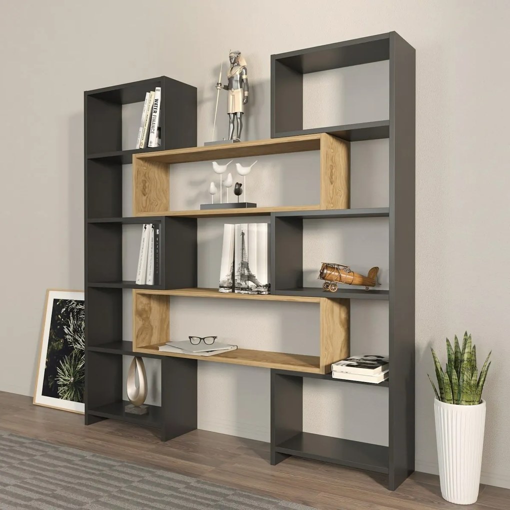 Biblioteczka Poyraz Black and Oak