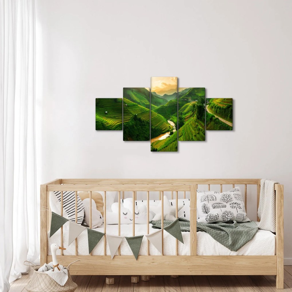 Obraz - Tarasy ryżowe Mu Cang Chai (125x70 cm)