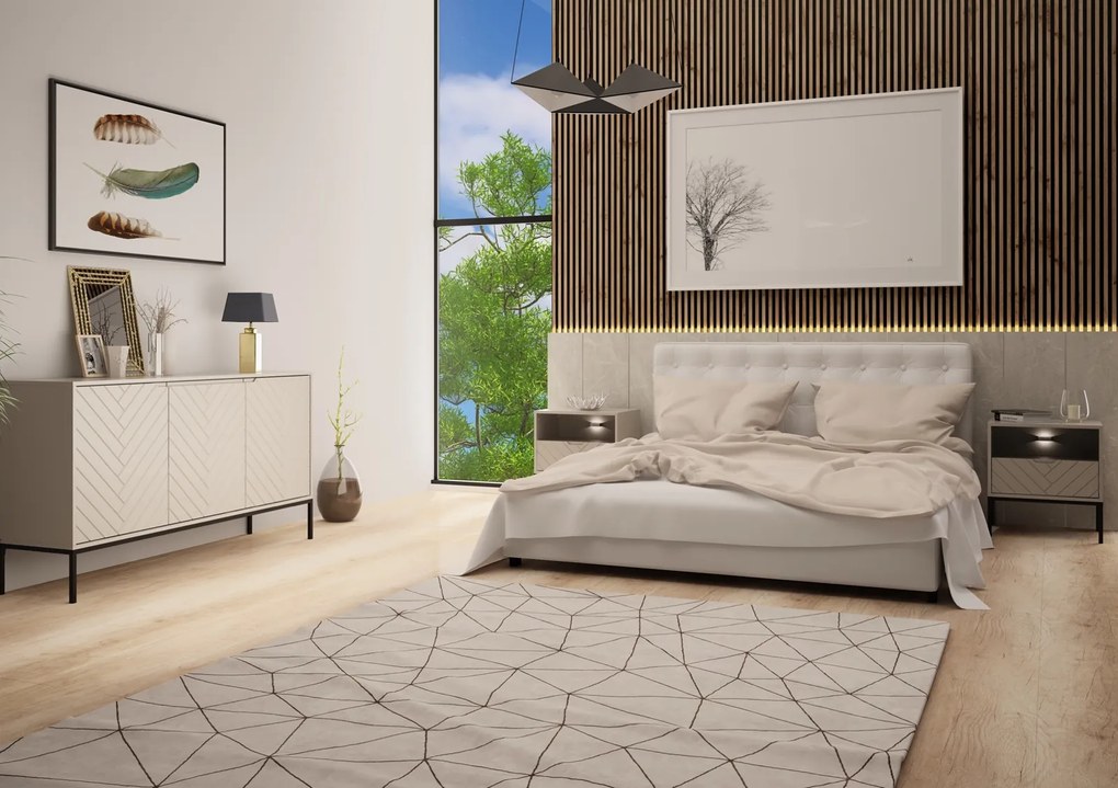 Komoda ze wzorem jodełki Aspen 03 cashmere/czarny