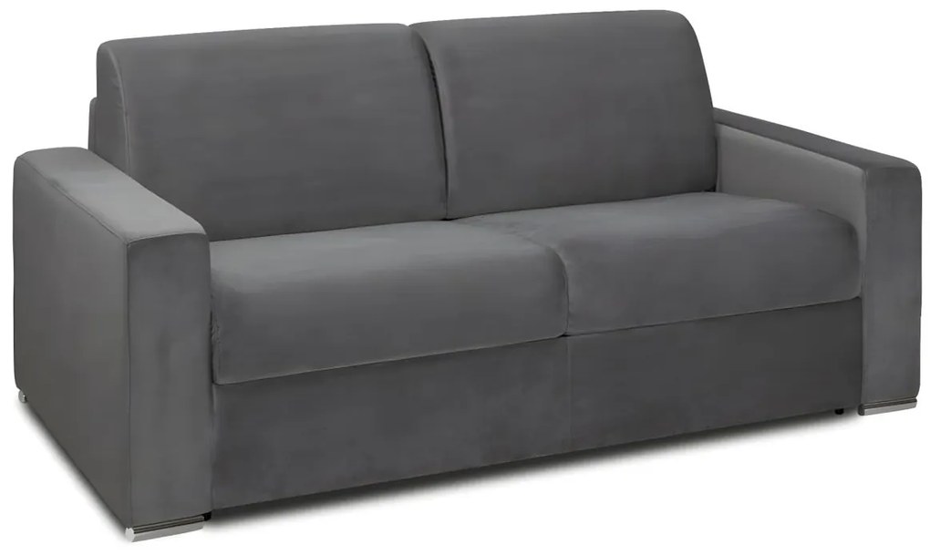 Kanapa 2-osobowa rozkładana z weluru CALITO - Kolor antracytowy - Łóżko 120 cm - Materac 22 cm