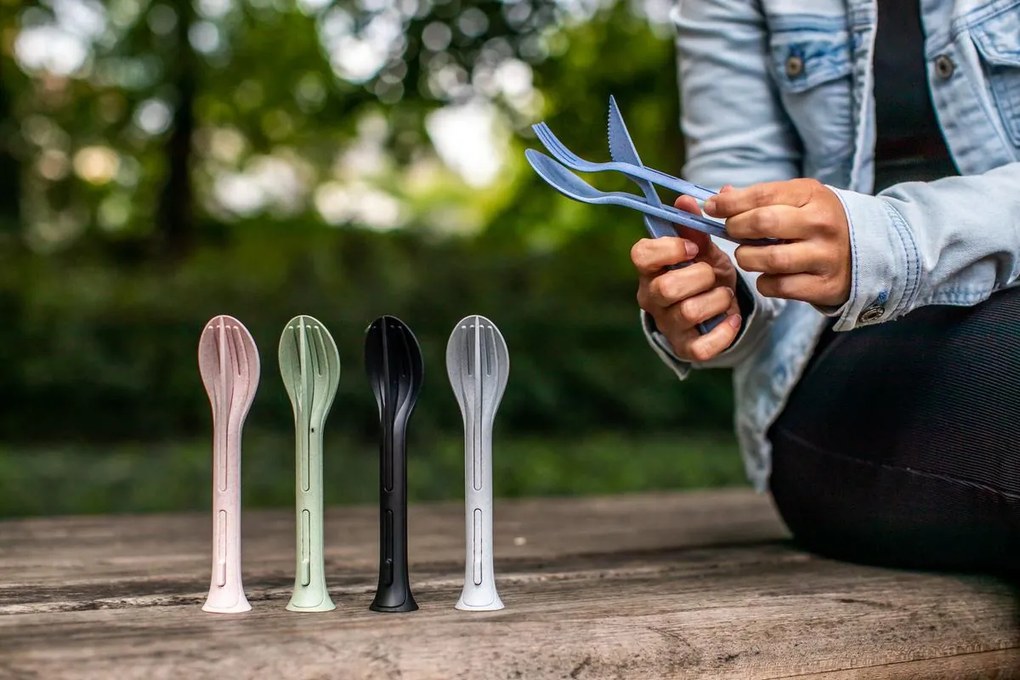 Zestaw sztućców KLIKK ORGANIC, sprytny sposób składania, 3 elementy, KOZIOL