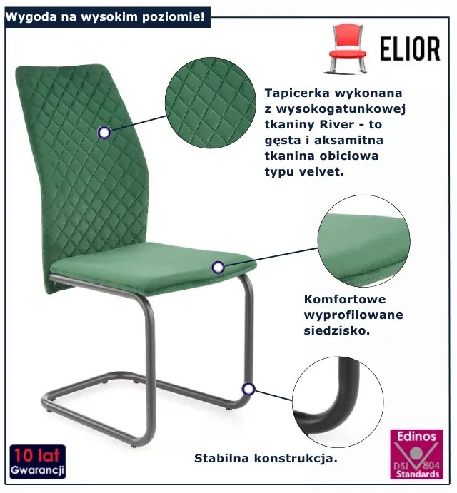 Nowoczesne zielone welurowe krzesło P6-G06