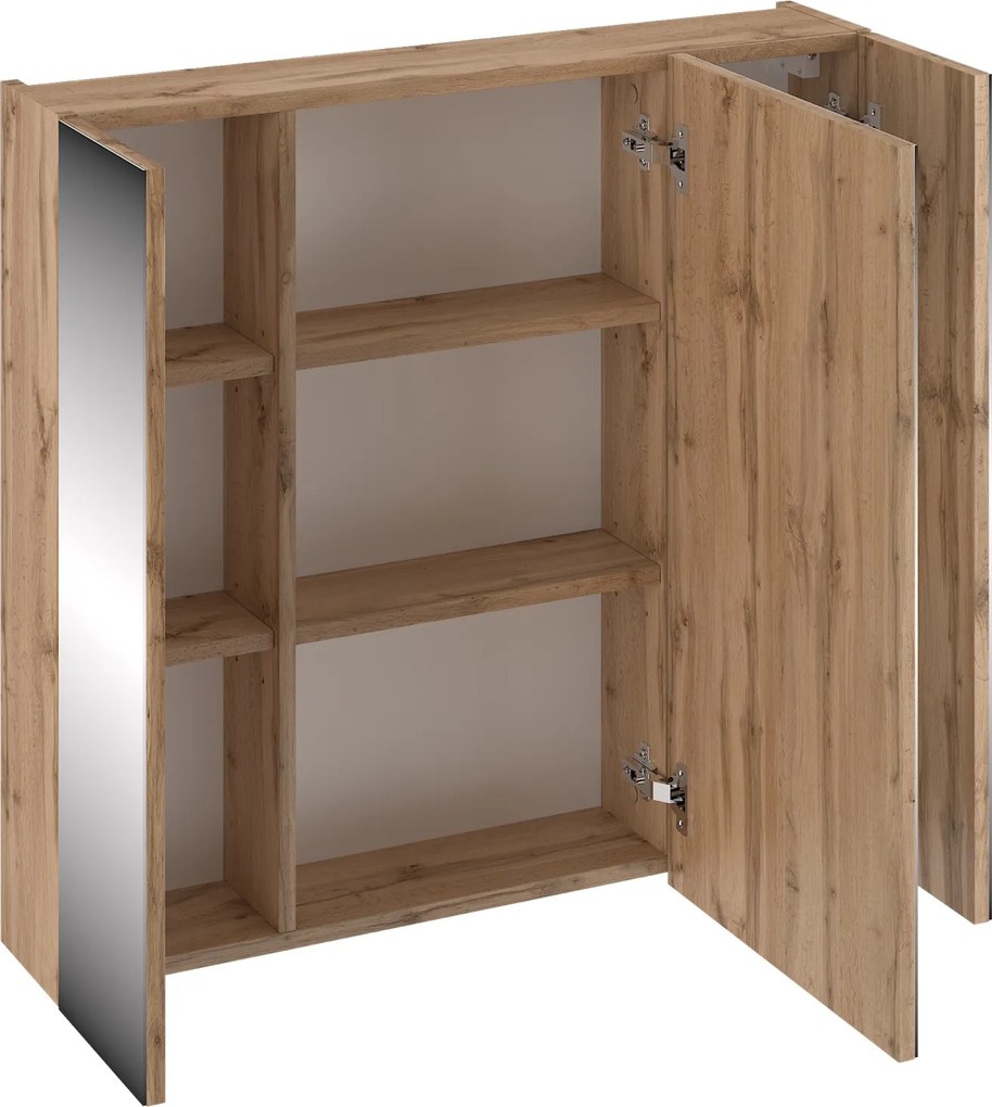Loftowe meble do łazienki z umywalką i lustrem Wood 50, dąb wotan