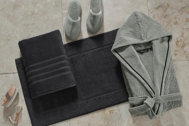 Unisex szlafrok STRIPE z kapturem L Antracyt