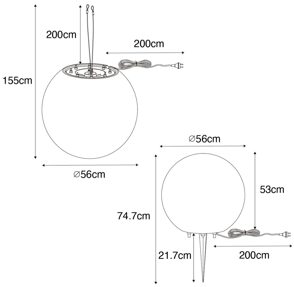 Zewnetrzna Inteligentna lampa zewnętrzna szara 56 cm IP65 z LED - Nura Nowoczesny Oswietlenie zewnetrzne