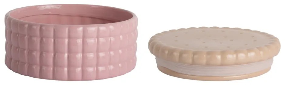 Jasnoróżowy ceramiczny pojemnik dekoracyjny ø 20x10 cm Biscuit Box – PT LIVING