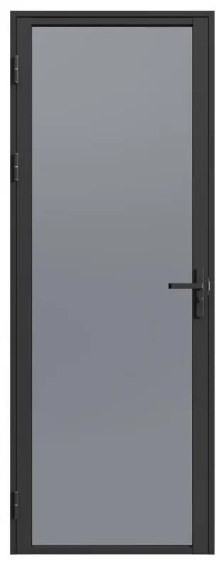 Drzwi kompletne dwustronne z aluminium i dymionego szkła hartowanego - wys. 204 x szer. 73 cm - Czarny - LOXTON