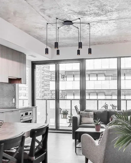 Czarna loftowa lampa wisząca pająk - S782 P1-M27