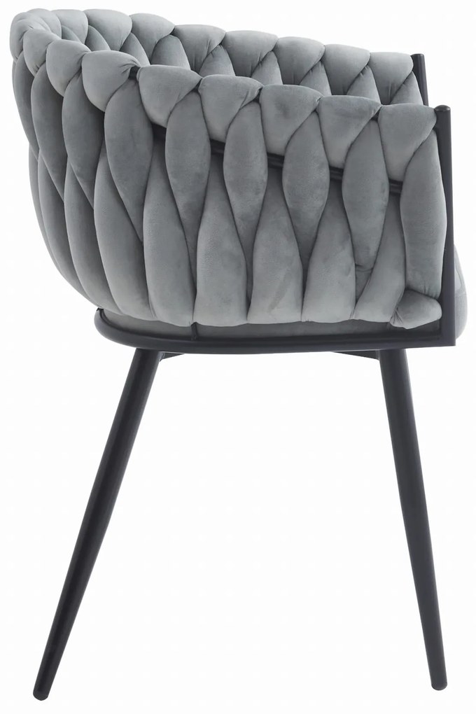 Aksamitne krzesło jadalniane ORION VELVET z czarnymi nogami, jasnoszare