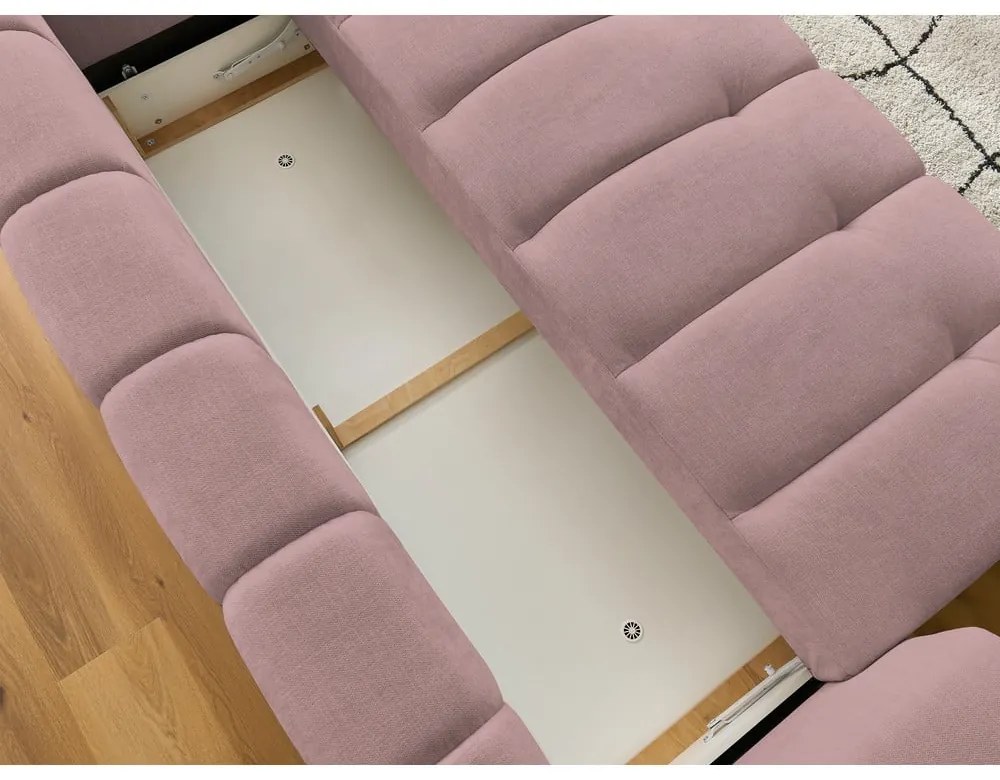 Różowa rozkładana/ze schowkiem sofa 251 cm Fuji – Bobochic Paris