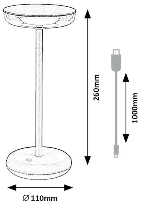 Rabalux 77089 Lampa stołowa LED z ładowaniem USB Konin