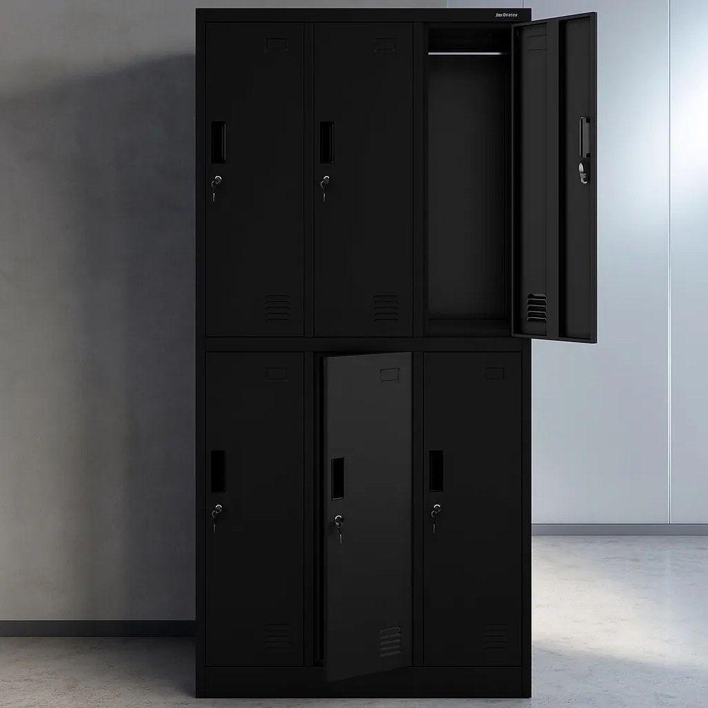 Szafa socjalna 6-skrytkowa Igor 90x45x185 cm, czarna