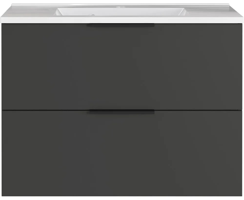 Antracytowa niska szafka wisząca z umywalką 81x61 cm Crandon – Germania