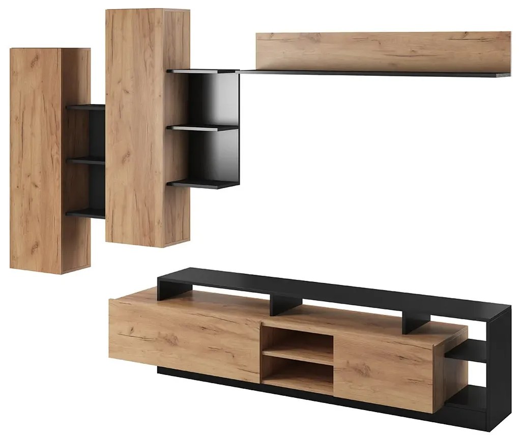 Meblościanka dąb craft złoty + antracyt N3-P31