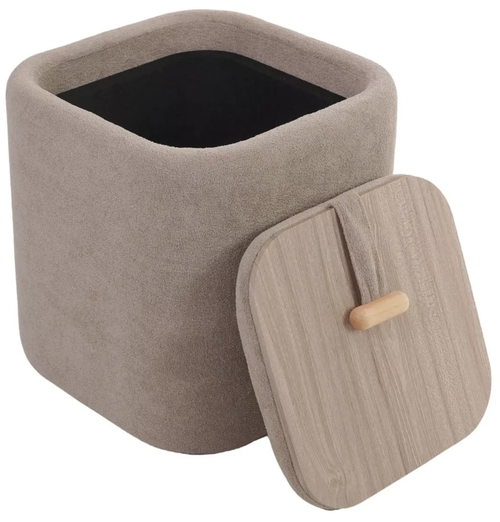 Beżowy taboret NAP z miejscem do przechowywania 37x37 cm
