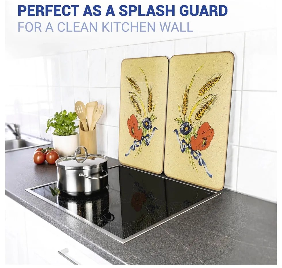 Szklane płyty ochronne na kuchenkę zestaw 2 szt. 52x30 cm Corn-Flowers – Maximex