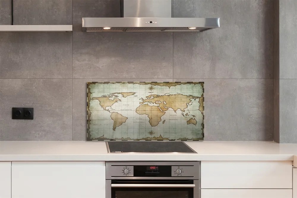 Szklany Panel Historyczna Mapa z Efektem Nadpalenia