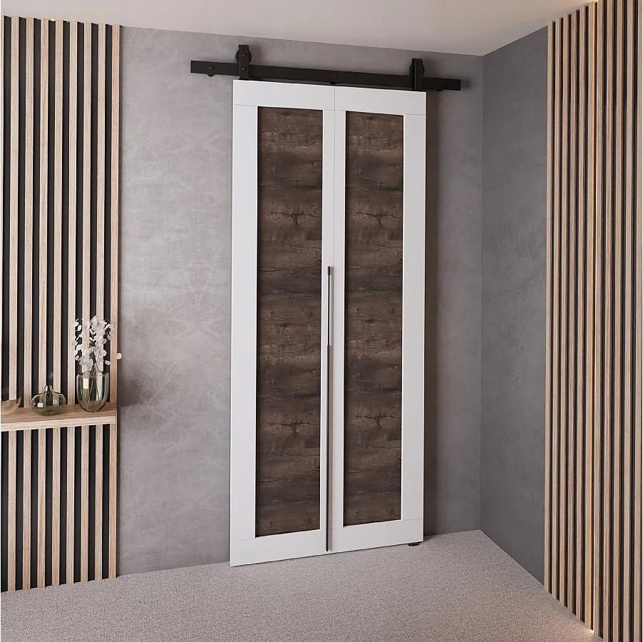 Drzwi Przesuwne QUDIO M1 Biały + Jesion Ciemny 70