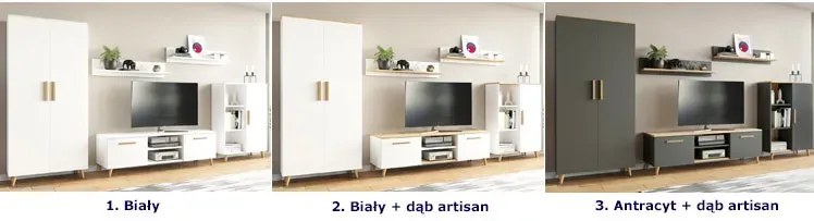 Zestaw mebli do salonu z szafą biały + dąb artisan Kasiv 4X