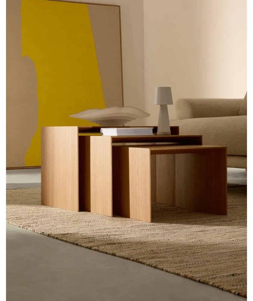 Stoliki zestaw 3 szt. w dekorze dębu 40x60 cm Litto – Kave Home