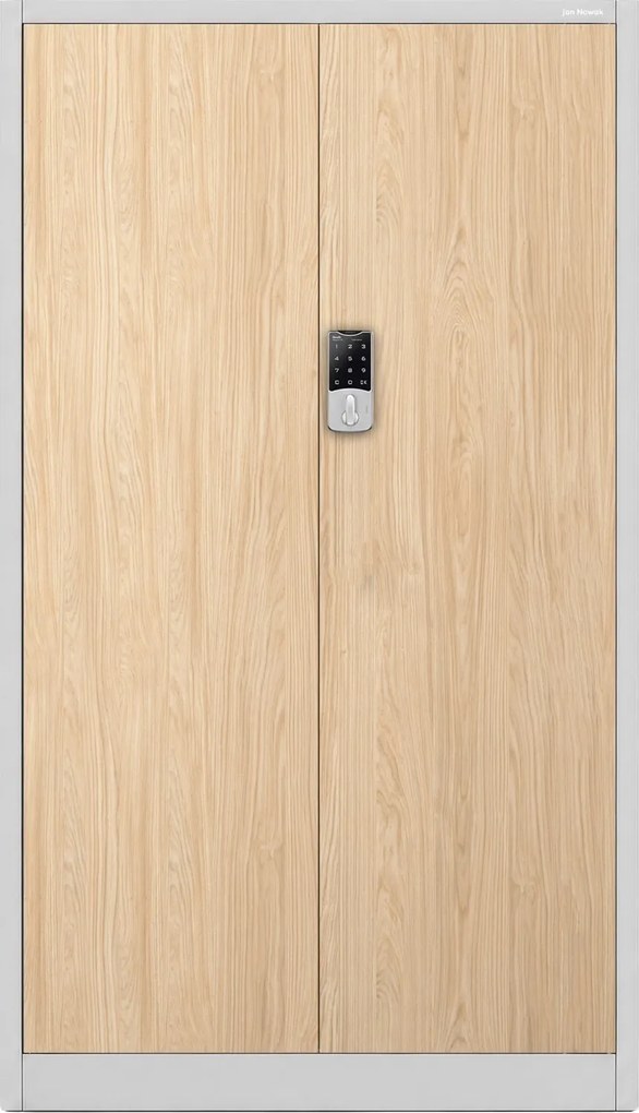 Szafa biurowa na akta otwierana na szyfr Eco Design Daniel 90x40x185 cm, szary/dąb sonoma