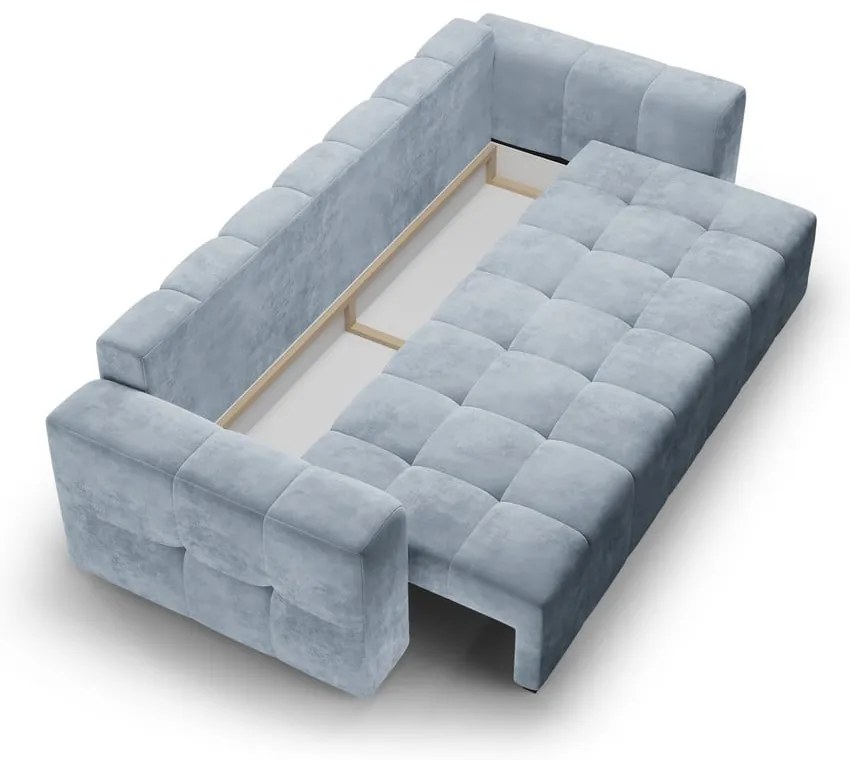Jasnoniebieska aksamitna rozkładana sofa Milo Casa Luca