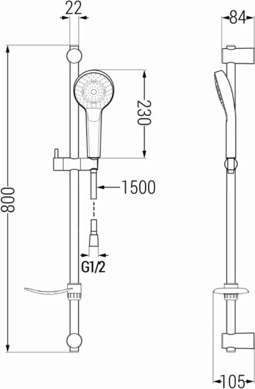 Mexen Sabre DF05 zestaw wannowy, chrom - 72103DF05-00