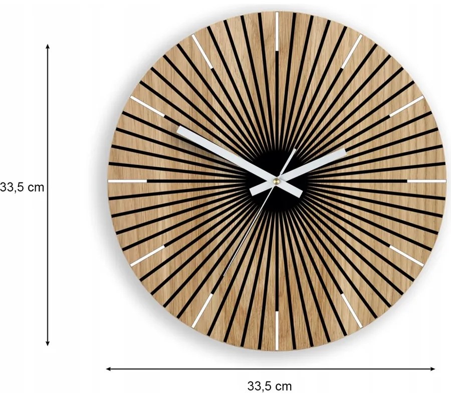 Zegar ścienny drewniany dębowy akrylowy arian wood 33cm okrągły kwarcowy