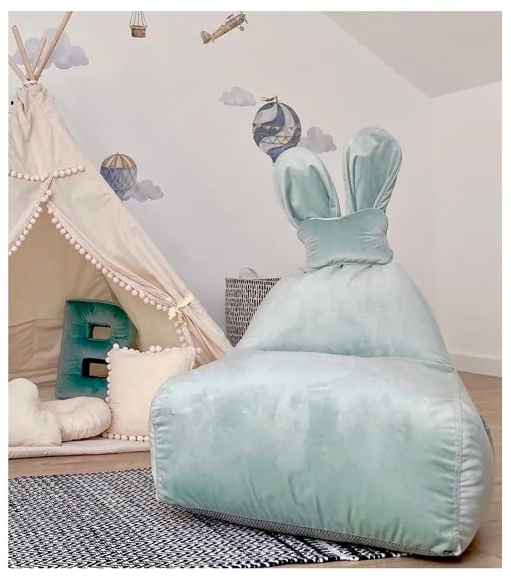 Miętowy dziecięcy worek do siedzenia Funny Bunny – The Brooklyn Kids