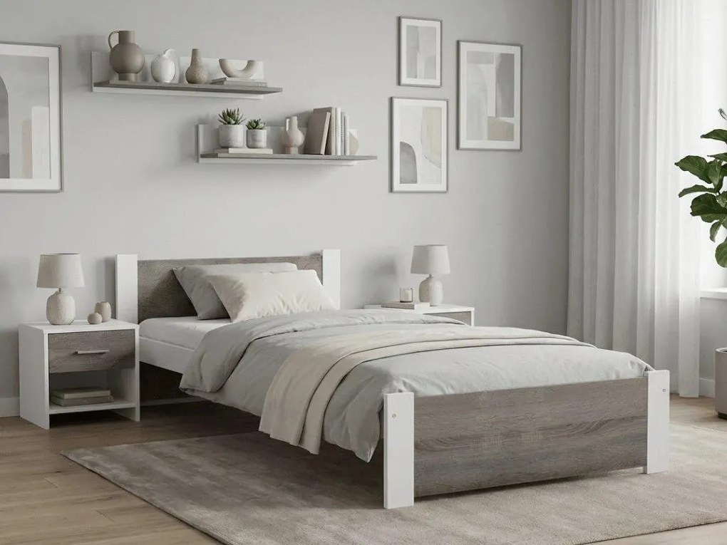 Łóżko IKAROS 80 x 200 cm, biały/dąb truflowy Materac: Bez materaca