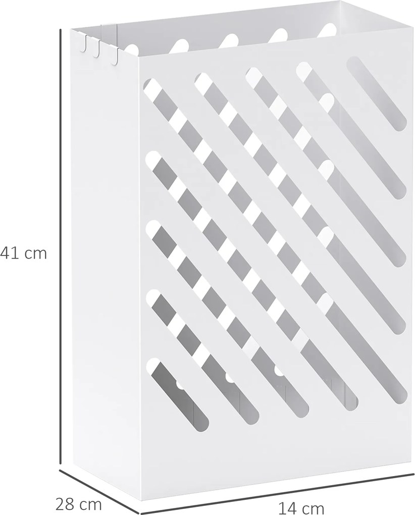 HOMCOM Stojak na parasole stalowy z tacką ociekową i 4 hakami biały nowoczesny design | Aosom PL