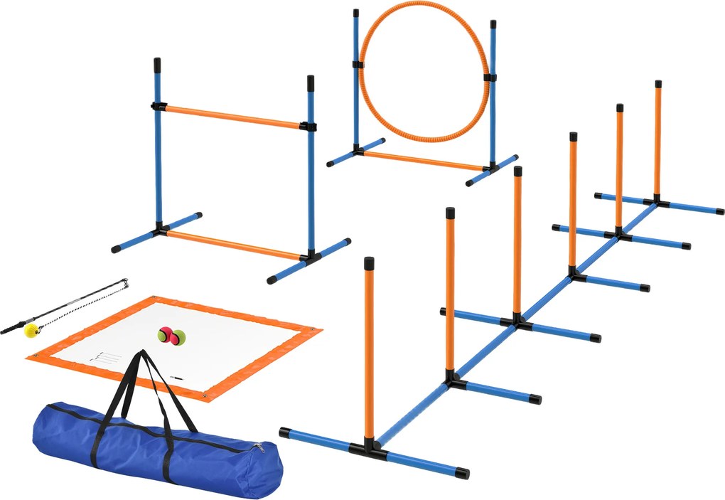 PawHut Zestaw Agility dla Psów 7-częściowy do Treningu i Zabawy z Przeszkodami