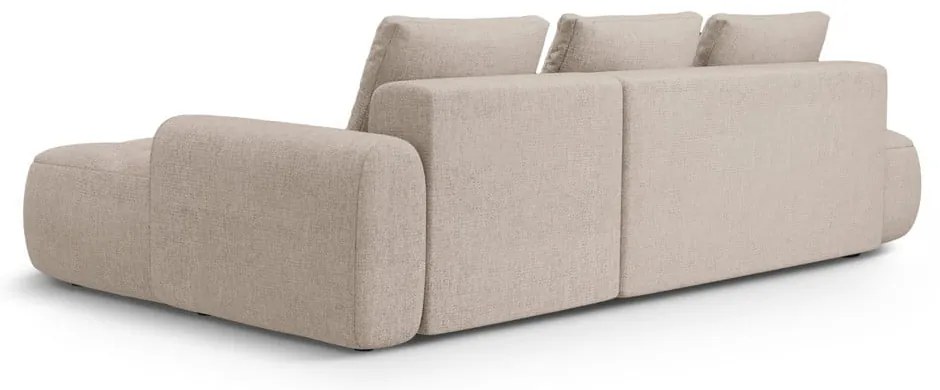 Jasnobrązowy rozkładany/ze schowkiem narożnik (prawostronny/z szezlongiem) Linz – Cosmopolitan Design