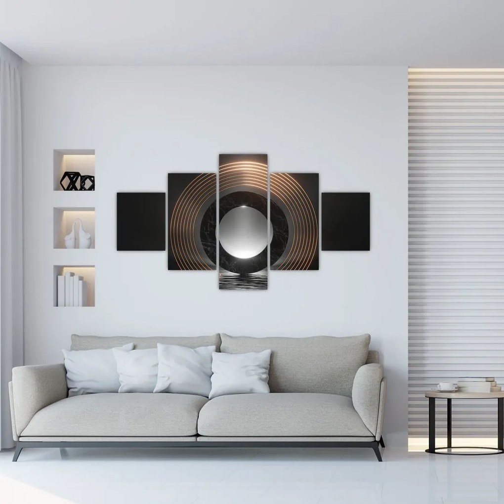 Obraz - Abstrakcja, księżyc nad wodą (125x70 cm)