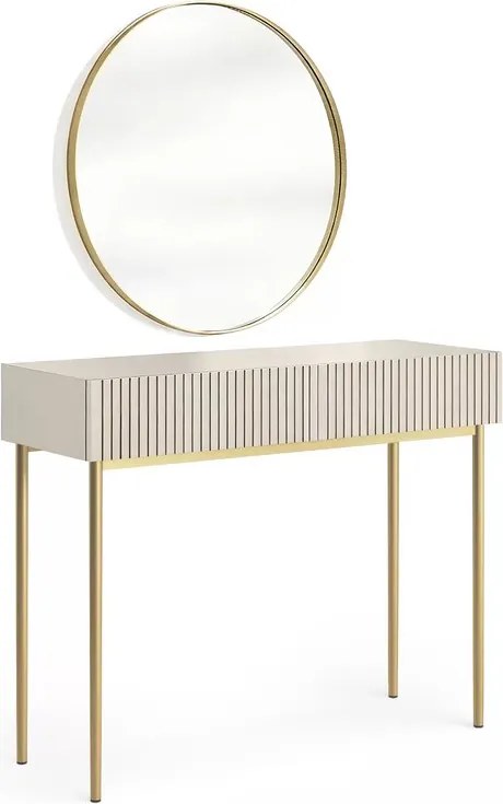 Toaletka Nicole ze złotym lustrem 80 cm - kaszmir / złote nóżki