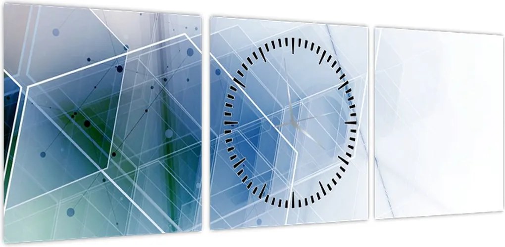 Obraz - Kształty geometryczne (z zegarem) (90x30 cm)