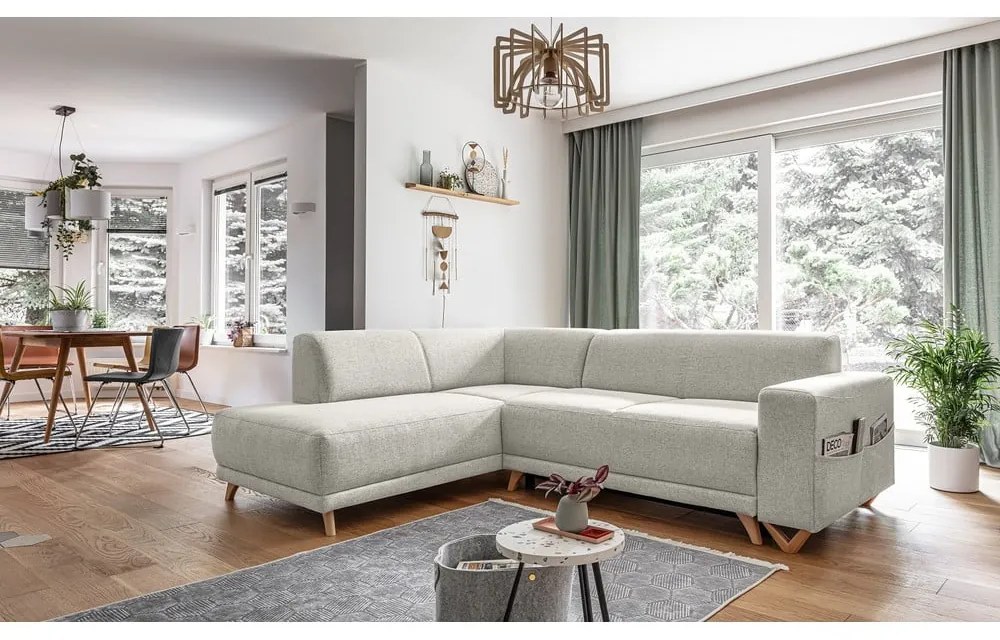 Beżowy rozkładany/ze schowkiem narożnik (lewostronny/w kształcie litery L) Classy Sophie – Miuform