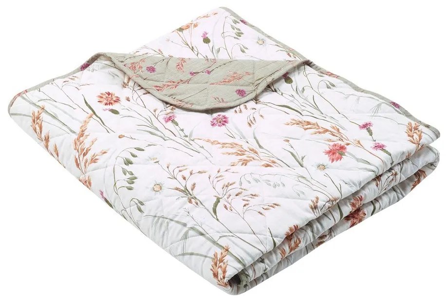 Zielono-beżowa bawełniana narzuta pikowana 200x220 cm Grasmere Floral – Catherine Lansfield